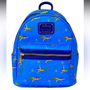 Loungefly Disney Peter Pan Flying TinkerBell AOP Blue Mini Backpack NEW